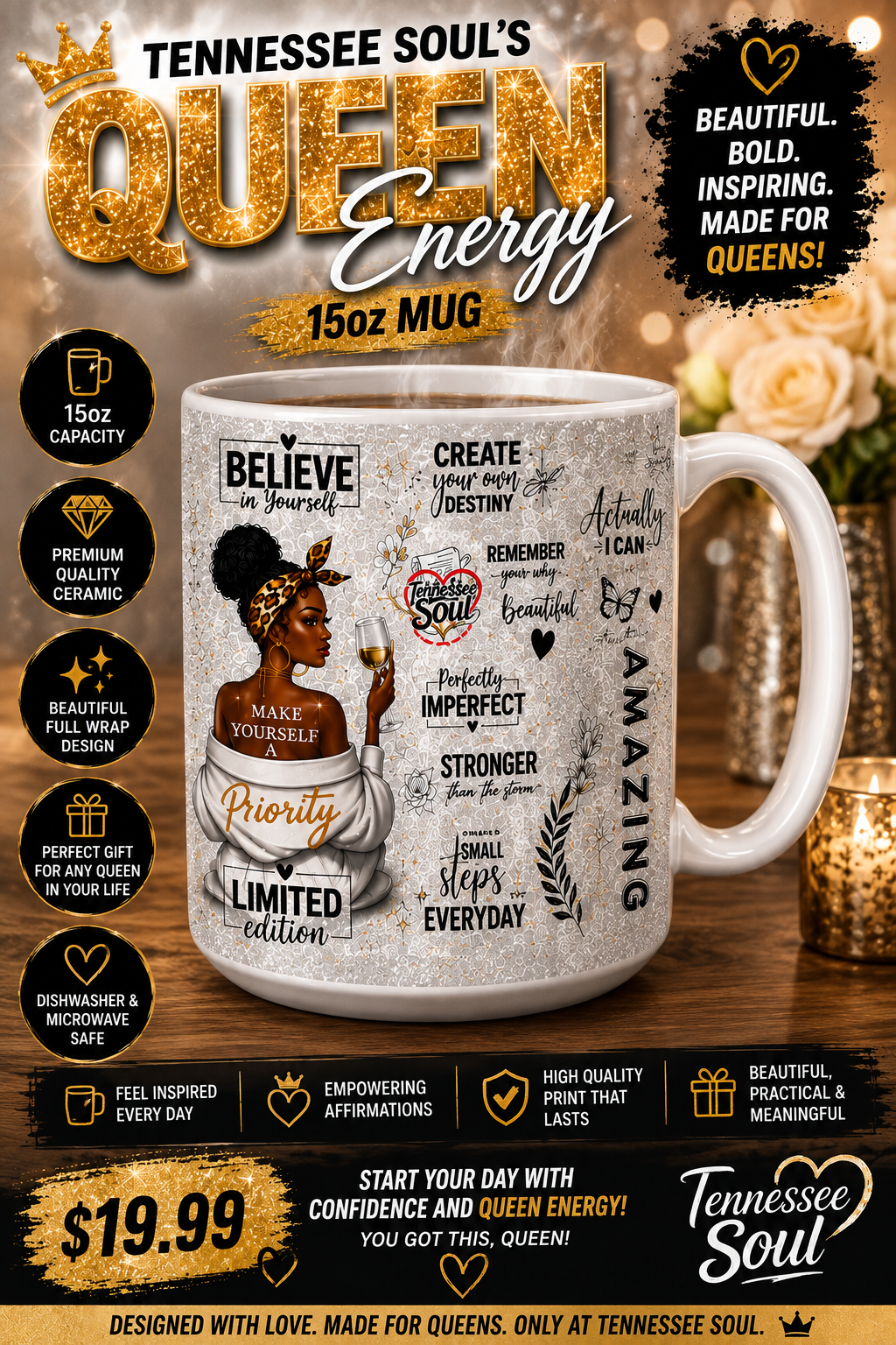 "2026" Queen Energy 15oz Silver Mug!