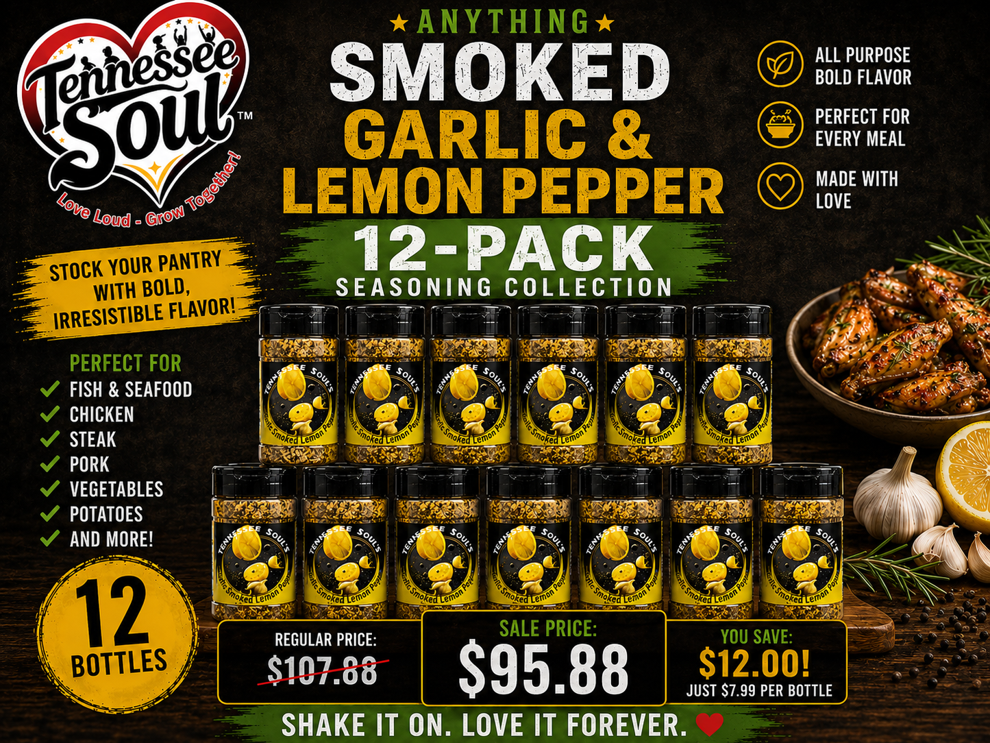 CASE "Anything" 12 Pack Smoked Garlic Lemon Pepper