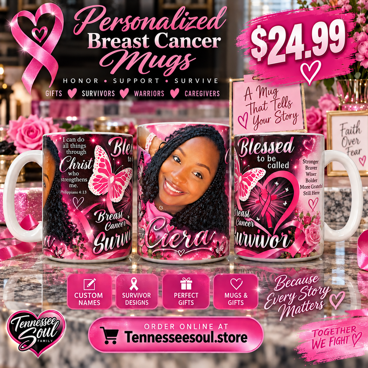 "2026" TSF Breast Cancer Awareness Personalized 15oz Mug!