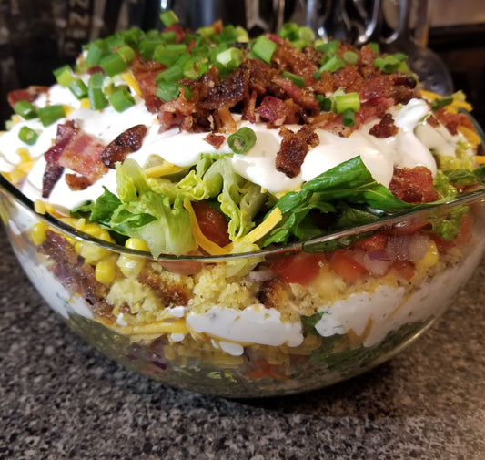 Seven Layer Cornbread Salad Recipe (DIGITAL DOWNLOAD)