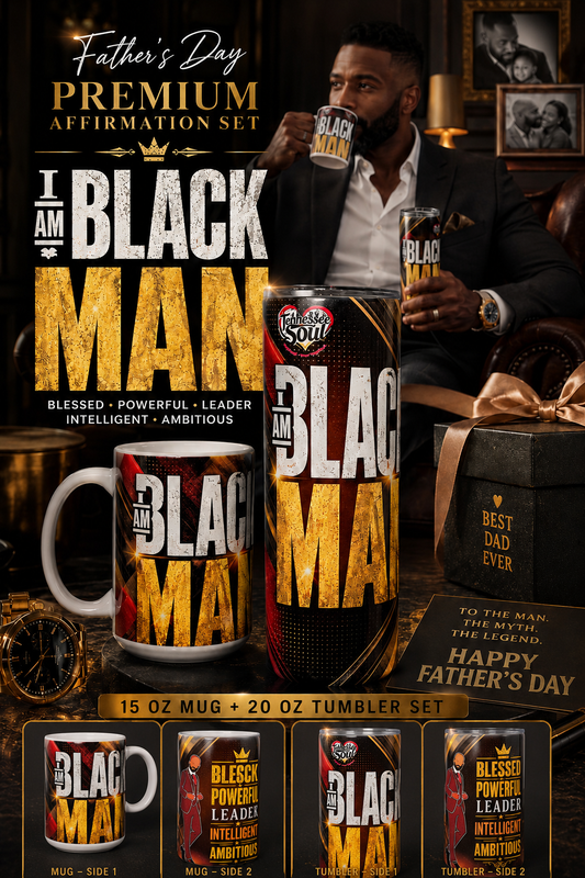 "2026" A Father's Day "I Am A Black Man" 15 oz Mug & 20 oz Tumbler Set